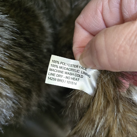 Fabulous Furs Donna Salyers Cascading Faux Fur Maxi Coat XL Brown - Picture 7 of 7